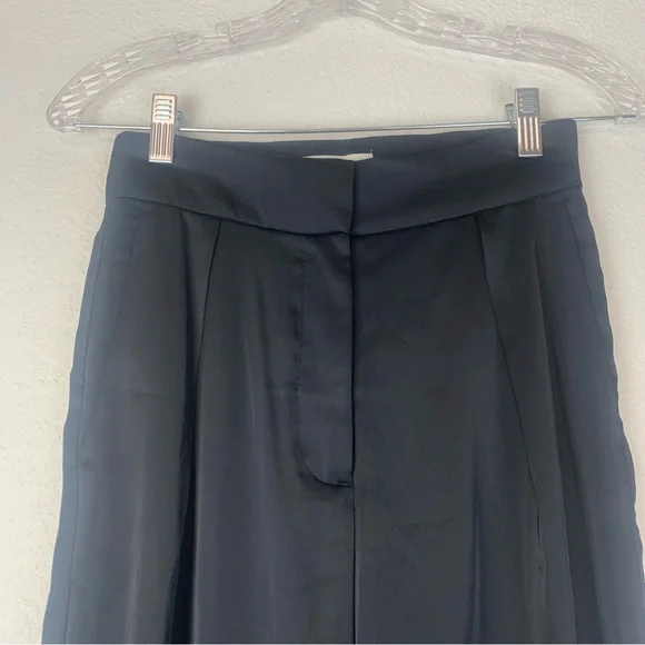 A&F Sloane Tailored Satin Trousers Pant 26/2 short Black High Rise Wide Leg NWT - Picture 4 of 12
